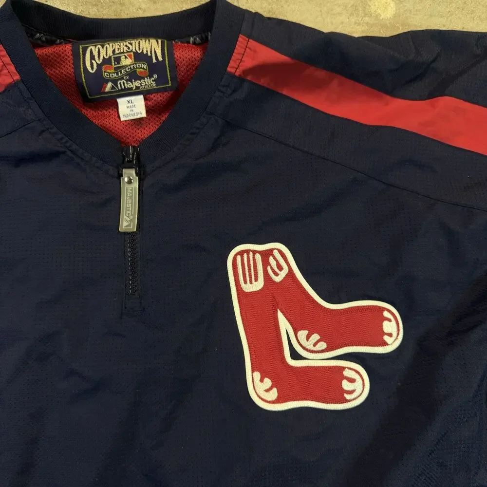 Cooperstown Majestic Men's XL Boston Red Sox Navy Red Logo Zip Pocket Jacket